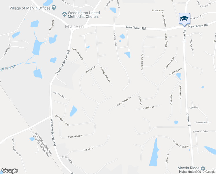 map of restaurants, bars, coffee shops, grocery stores, and more near 1928 Smarty Jones Drive in Waxhaw