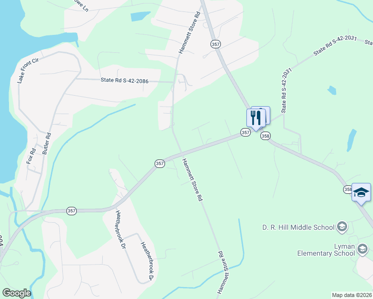 map of restaurants, bars, coffee shops, grocery stores, and more near 506 Hammett Store Road in Lyman