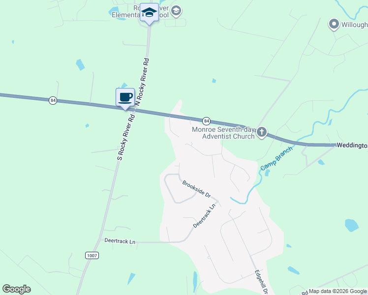 map of restaurants, bars, coffee shops, grocery stores, and more near 3309 Mistywood Drive in Monroe