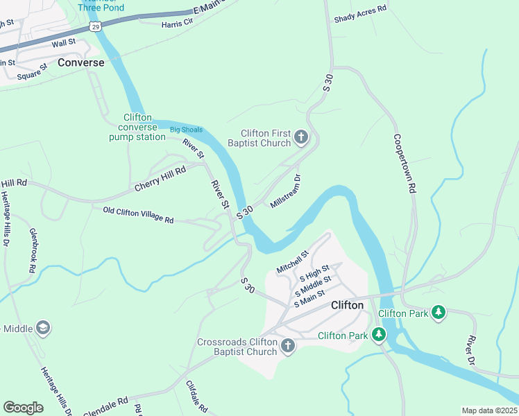 map of restaurants, bars, coffee shops, grocery stores, and more near 1017 Cowpens Clifton Road in Spartanburg