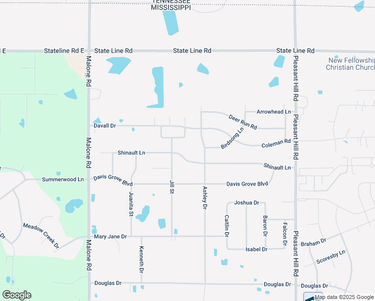 map of restaurants, bars, coffee shops, grocery stores, and more near 4422 Shinault Lane in Olive Branch