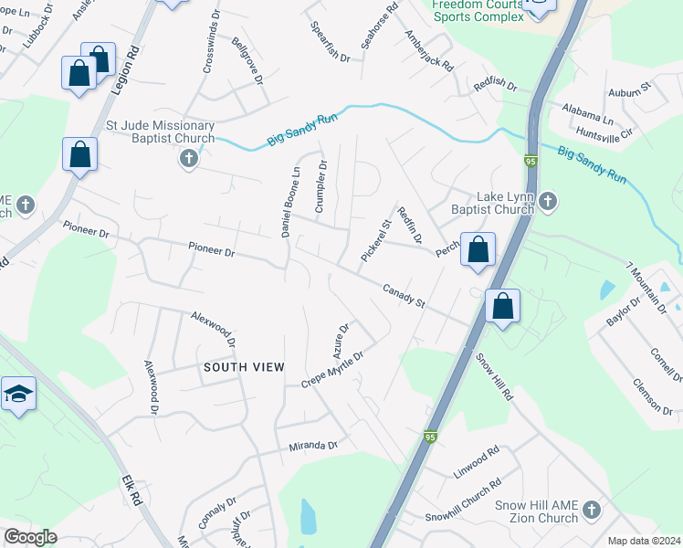 map of restaurants, bars, coffee shops, grocery stores, and more near 371 Canady Street in Fayetteville