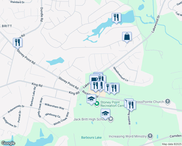 map of restaurants, bars, coffee shops, grocery stores, and more near 3023 Cragburn Place in Fayetteville