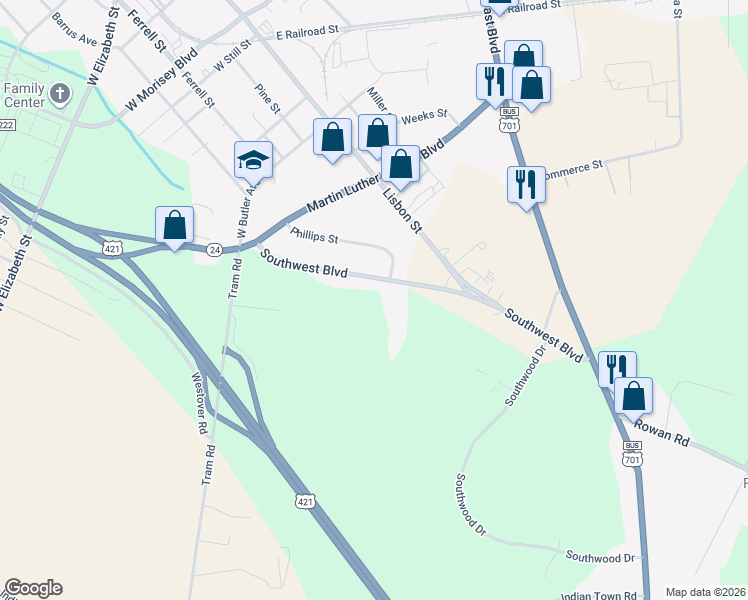 map of restaurants, bars, coffee shops, grocery stores, and more near 920 Southwest Boulevard in Clinton
