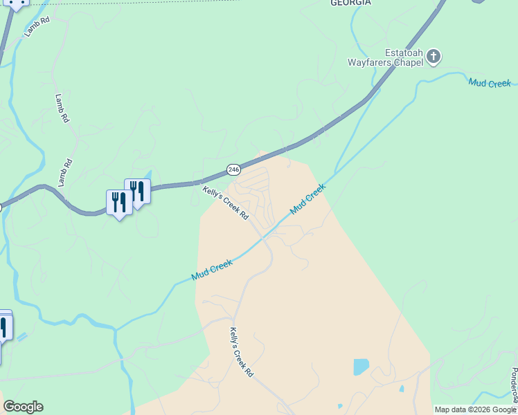 map of restaurants, bars, coffee shops, grocery stores, and more near Falls View Drive in Dillard