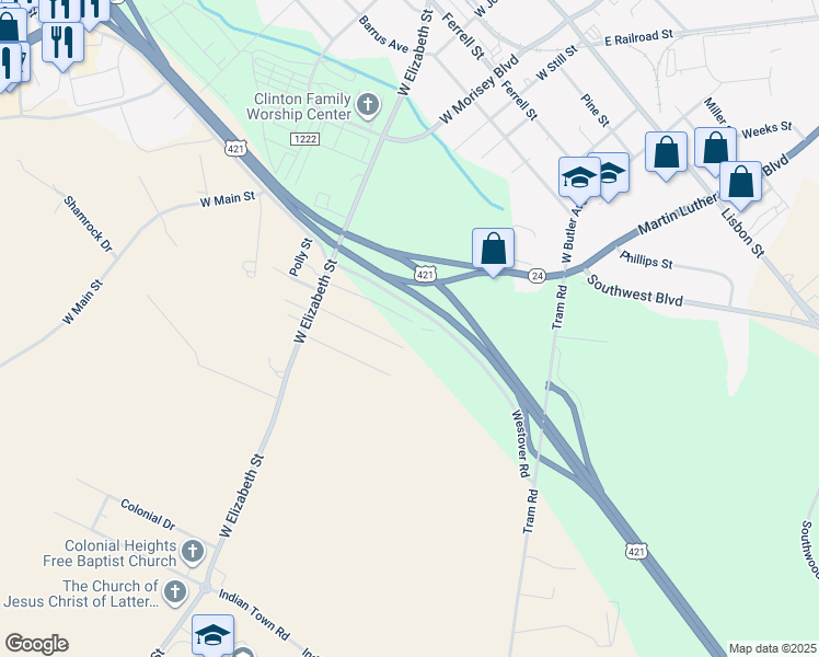 map of restaurants, bars, coffee shops, grocery stores, and more near 134 Heath Street in Clinton