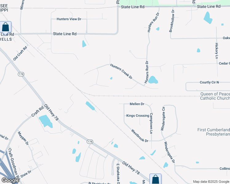 map of restaurants, bars, coffee shops, grocery stores, and more near 7933 Hunters Bend Cove in Olive Branch