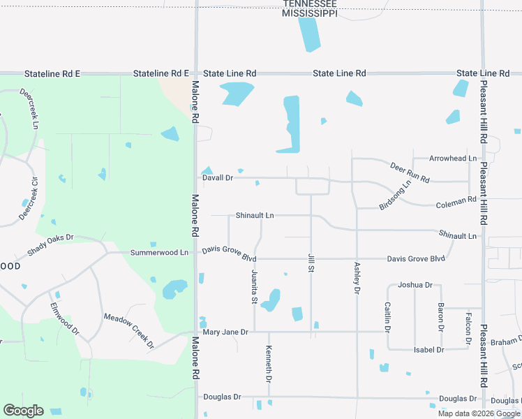 map of restaurants, bars, coffee shops, grocery stores, and more near 4172 Shinault Lane in Olive Branch