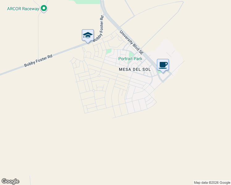 map of restaurants, bars, coffee shops, grocery stores, and more near 6104 Strand Loop Southeast in Albuquerque