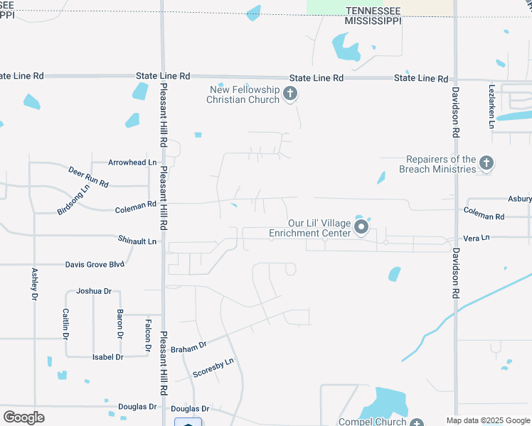 map of restaurants, bars, coffee shops, grocery stores, and more near 5355 Coleman Road in Olive Branch
