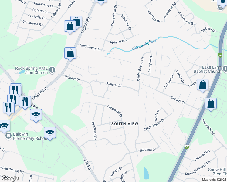 map of restaurants, bars, coffee shops, grocery stores, and more near 3704 Languid Court in Hope Mills