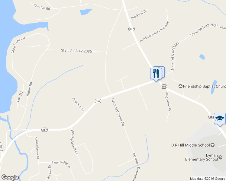 map of restaurants, bars, coffee shops, grocery stores, and more near 506 Hammett Store Road in Lyman