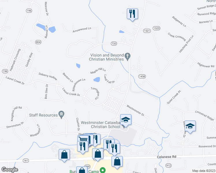 map of restaurants, bars, coffee shops, grocery stores, and more near 504 Cobbs Glen Court in Rock Hill