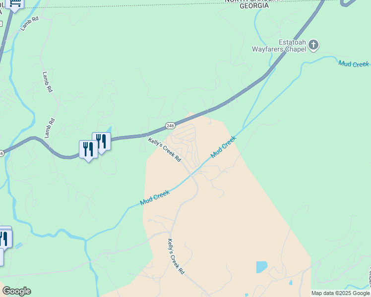 map of restaurants, bars, coffee shops, grocery stores, and more near Falls View Drive in Dillard