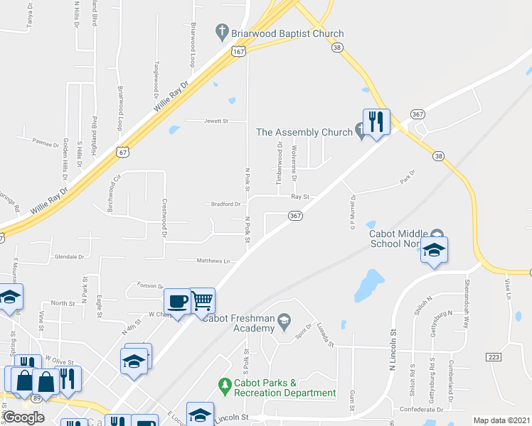 map of restaurants, bars, coffee shops, grocery stores, and more near 20 Wishing Well Street in Cabot