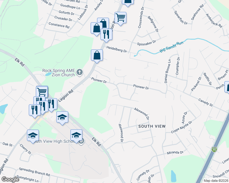 map of restaurants, bars, coffee shops, grocery stores, and more near 4802 Foundary Court in Hope Mills