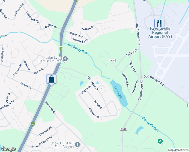 map of restaurants, bars, coffee shops, grocery stores, and more near 3309 Sweetbriar Loop in Fayetteville