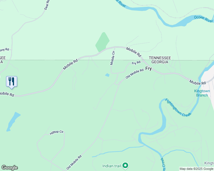 map of restaurants, bars, coffee shops, grocery stores, and more near 38 Friendly Lane in McCaysville