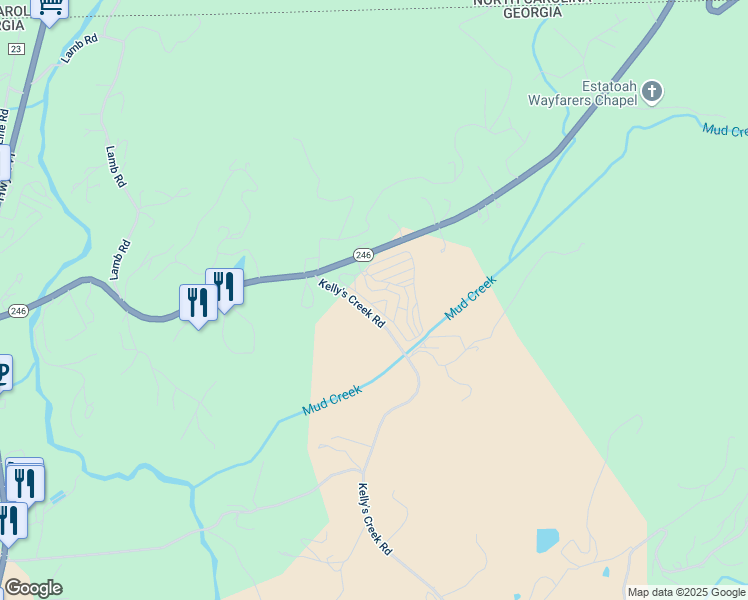 map of restaurants, bars, coffee shops, grocery stores, and more near Falls View Drive in Dillard