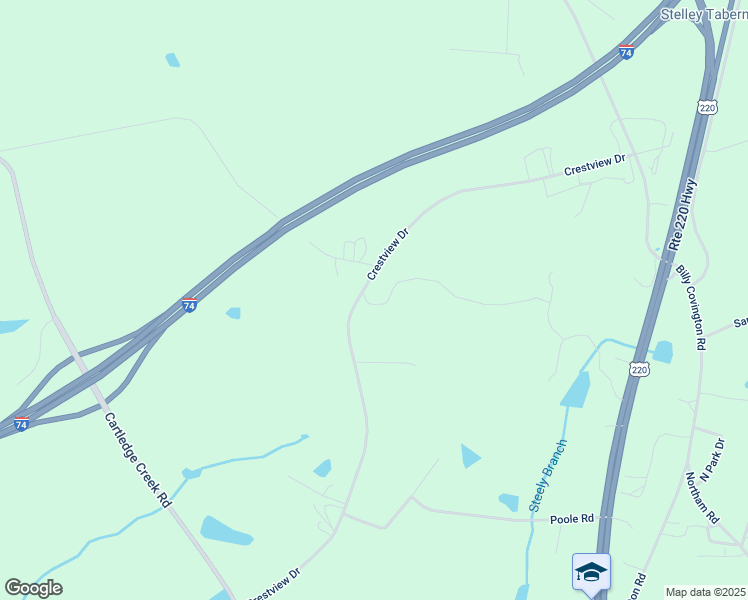 map of restaurants, bars, coffee shops, grocery stores, and more near 270 Crestview Drive in Rockingham
