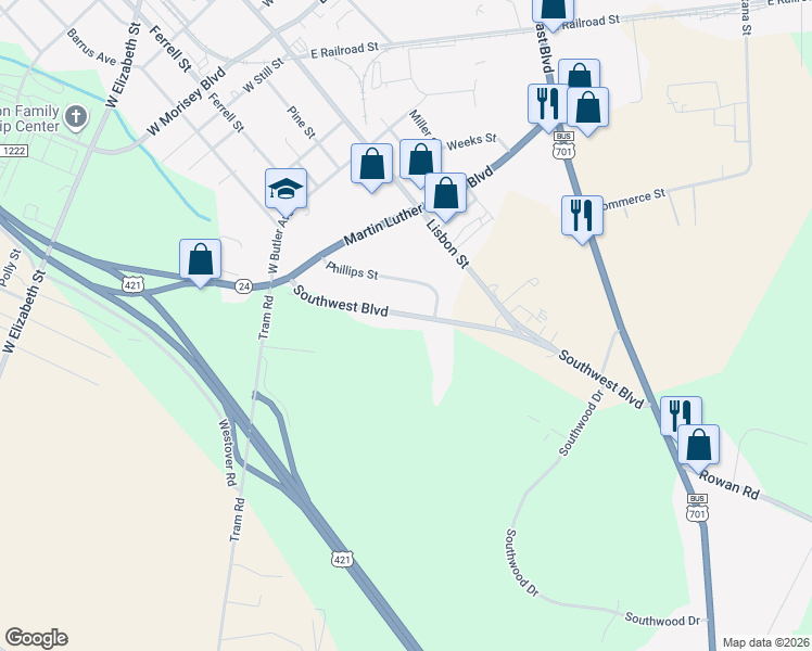 map of restaurants, bars, coffee shops, grocery stores, and more near 920 Southwest Boulevard in Clinton
