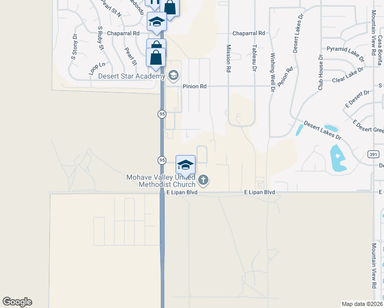 map of restaurants, bars, coffee shops, grocery stores, and more near 1586 East World Drive in Fort Mohave