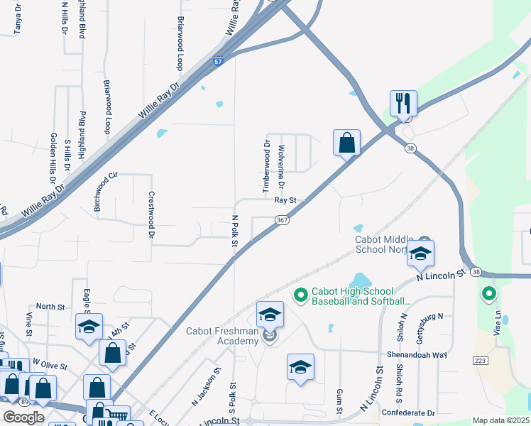 map of restaurants, bars, coffee shops, grocery stores, and more near 29 Wishing Well Street in Cabot