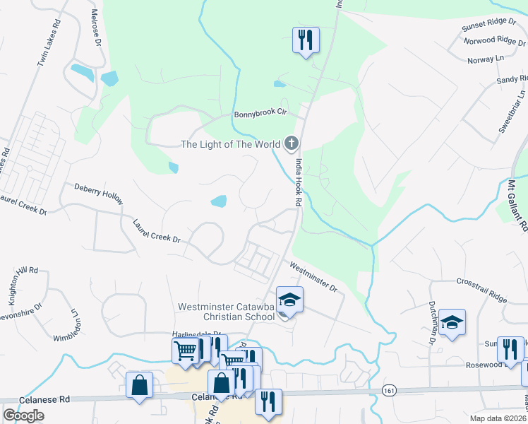 map of restaurants, bars, coffee shops, grocery stores, and more near 504 Cobbs Glen Court in Rock Hill
