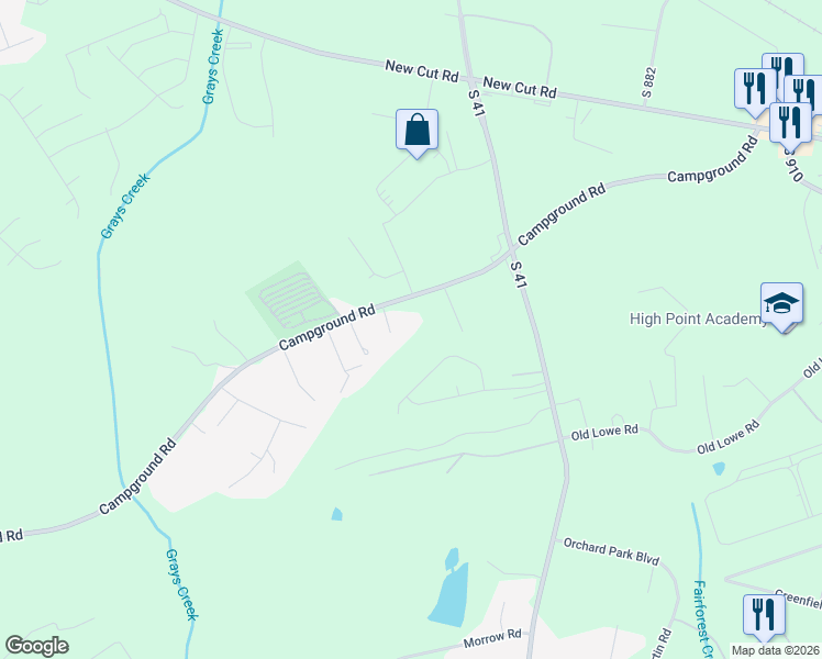 map of restaurants, bars, coffee shops, grocery stores, and more near 527 Campground Road in Spartanburg