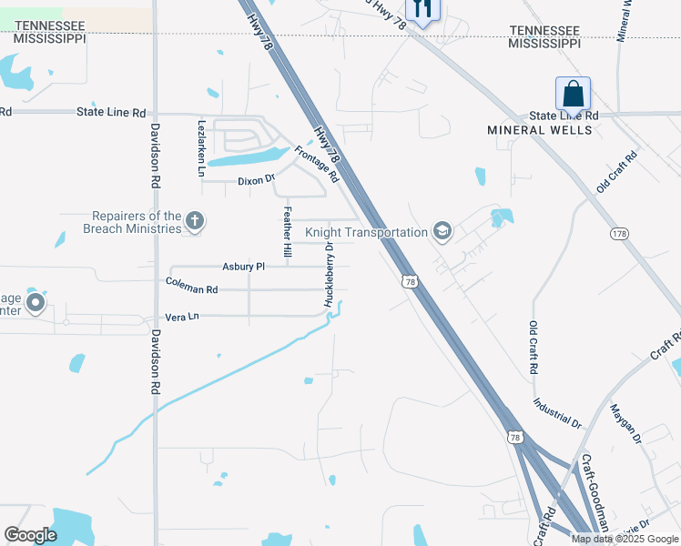 map of restaurants, bars, coffee shops, grocery stores, and more near 6441 Asbury Place in Olive Branch