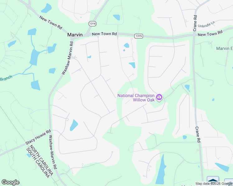 map of restaurants, bars, coffee shops, grocery stores, and more near 1928 Smarty Jones Drive in Waxhaw