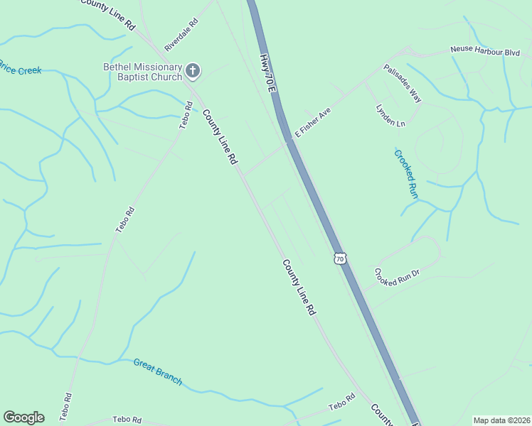 map of restaurants, bars, coffee shops, grocery stores, and more near 5700 County Line Road in New Bern