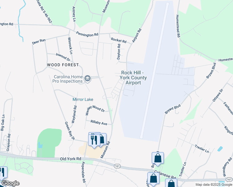 map of restaurants, bars, coffee shops, grocery stores, and more near 4222 Lotts Place in Rock Hill