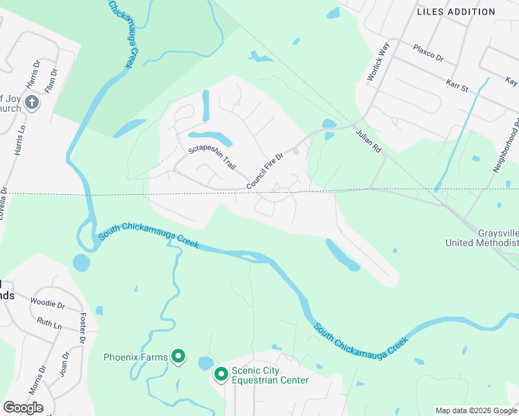 map of restaurants, bars, coffee shops, grocery stores, and more near 192 Dancing Fern Trail in Ringgold