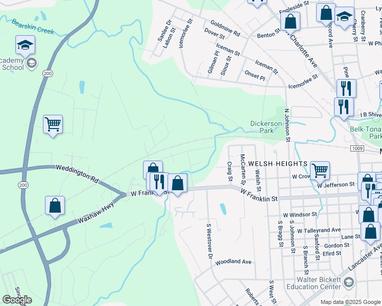 map of restaurants, bars, coffee shops, grocery stores, and more near 506 Colony Road in Monroe