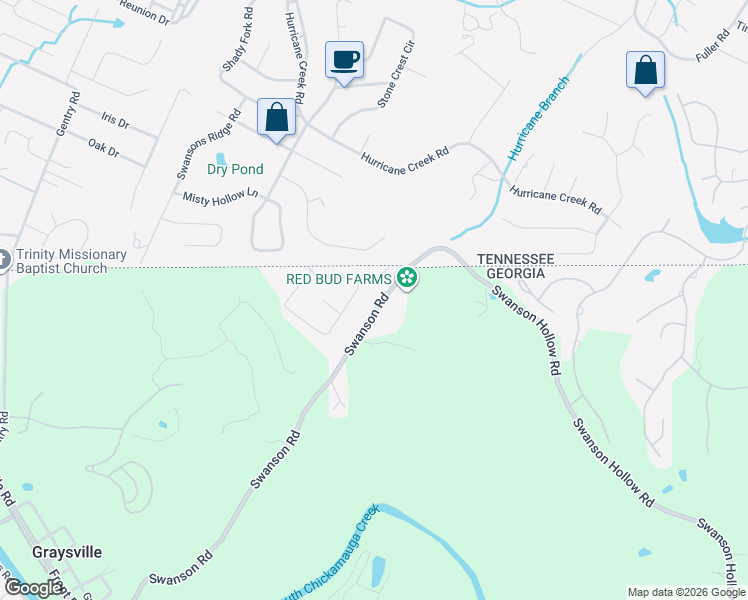 map of restaurants, bars, coffee shops, grocery stores, and more near 51 Andrew Road in Ringgold
