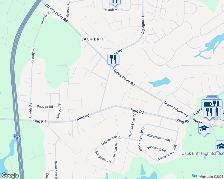 map of restaurants, bars, coffee shops, grocery stores, and more near 7351 Stoney Point Road in Fayetteville