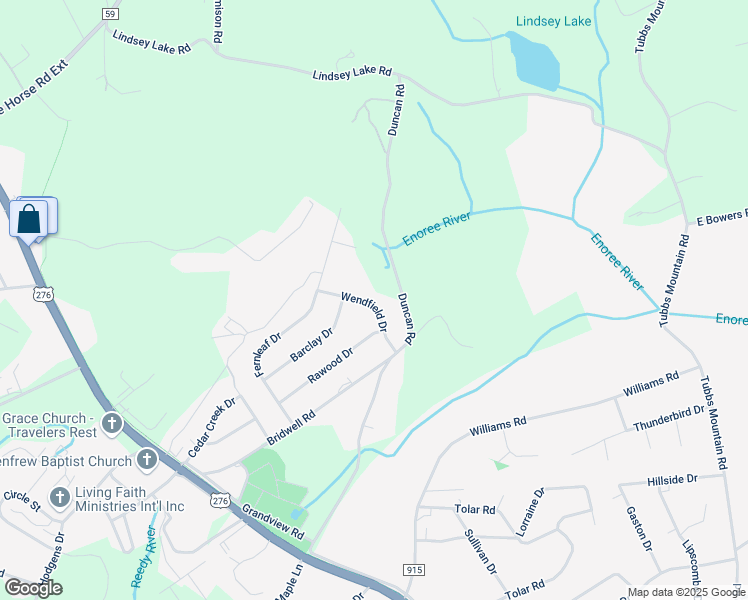 map of restaurants, bars, coffee shops, grocery stores, and more near 110 Wendfield Drive in Travelers Rest