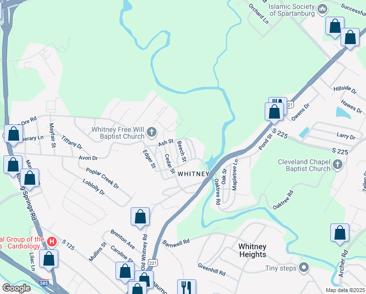 map of restaurants, bars, coffee shops, grocery stores, and more near 10 Beech Street in Spartanburg