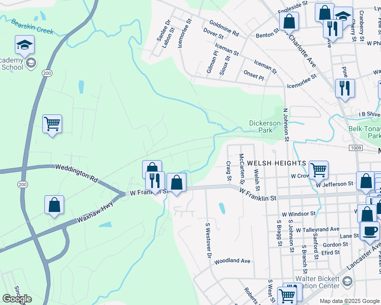map of restaurants, bars, coffee shops, grocery stores, and more near 506 Colony Road in Monroe