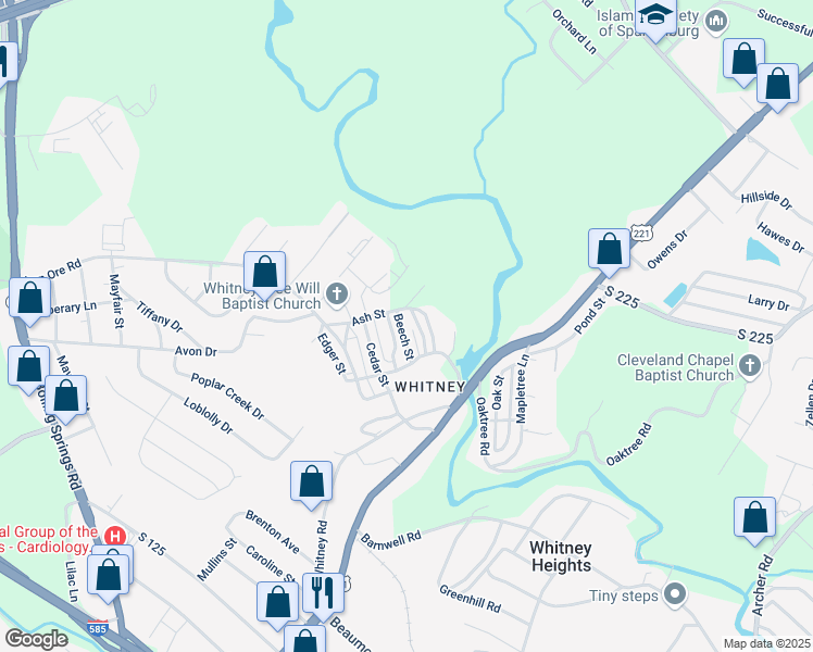 map of restaurants, bars, coffee shops, grocery stores, and more near 10 Beech Street in Spartanburg