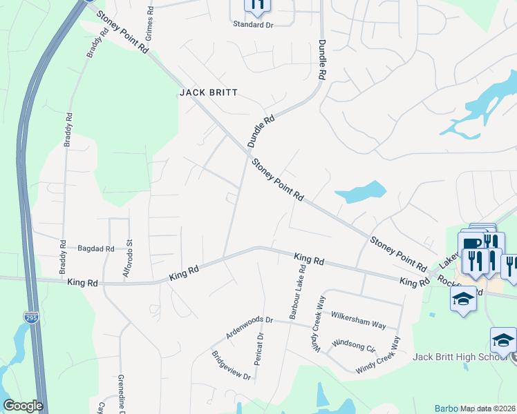 map of restaurants, bars, coffee shops, grocery stores, and more near 7351 Stoney Point Road in Fayetteville