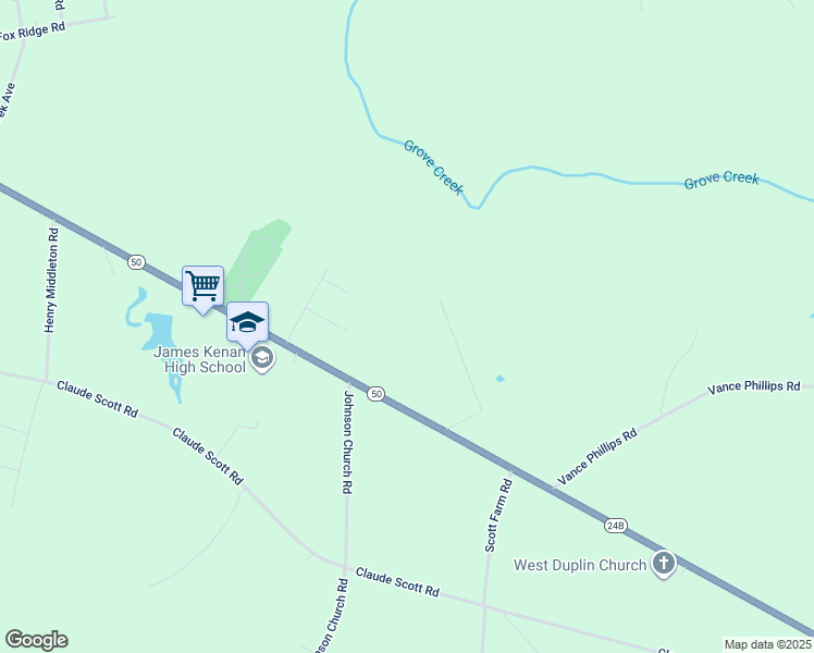 map of restaurants, bars, coffee shops, grocery stores, and more near 1204 Nc 24 And 50 Highway in Warsaw