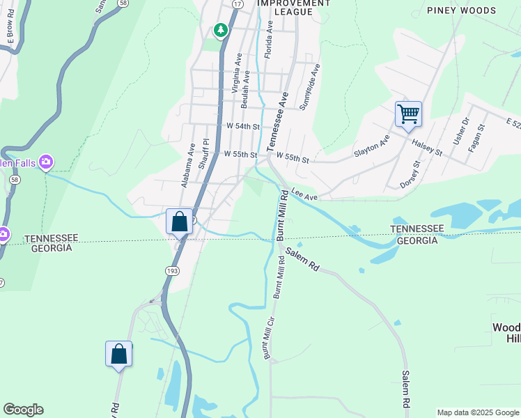 map of restaurants, bars, coffee shops, grocery stores, and more near 1499 West 57th Street in Chattanooga