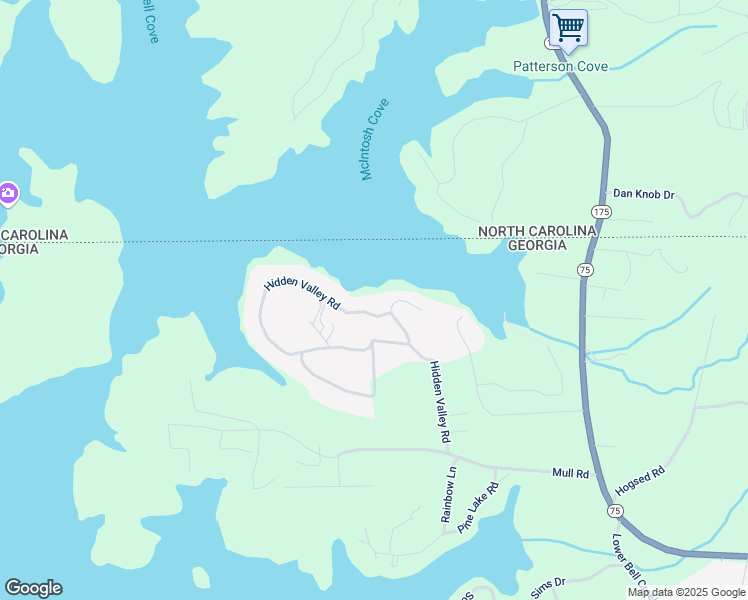 map of restaurants, bars, coffee shops, grocery stores, and more near 2793 Hidden Valley Road in Hiawassee