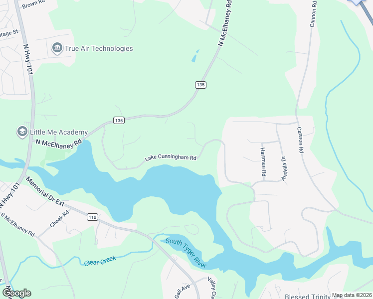 map of restaurants, bars, coffee shops, grocery stores, and more near 1756 Lake Cunningham Road in Greer