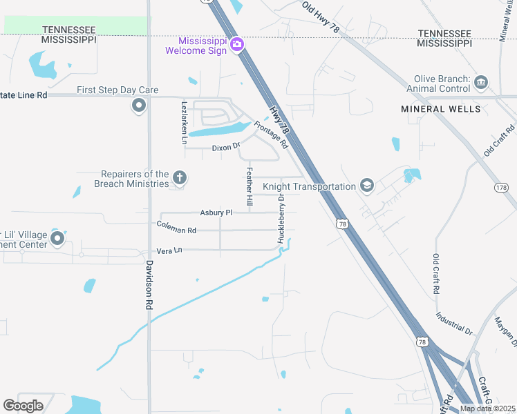 map of restaurants, bars, coffee shops, grocery stores, and more near 6342 Asbury Place in Olive Branch