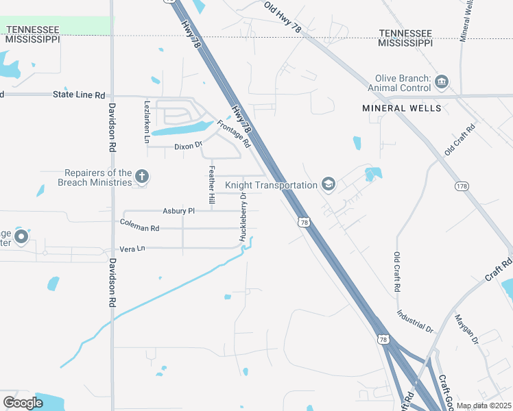 map of restaurants, bars, coffee shops, grocery stores, and more near 6454 Asbury Place in Olive Branch