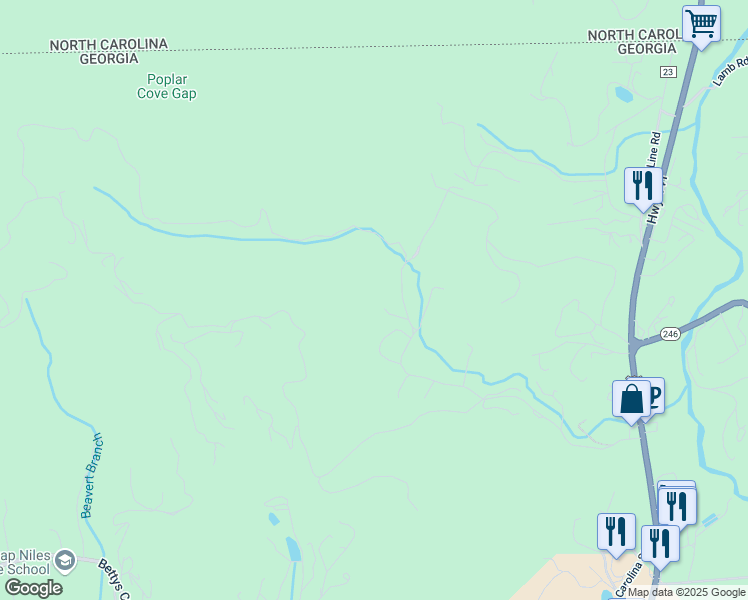 map of restaurants, bars, coffee shops, grocery stores, and more near 726 Ledford Road in Dillard