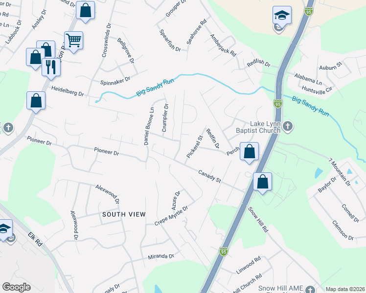 map of restaurants, bars, coffee shops, grocery stores, and more near 2535 Camp Lejeune Court in Hope Mills
